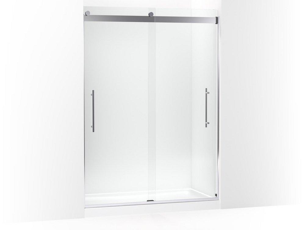 KOHLER Bright Polished Silver 81-5/8 x 59-5/8 in. Frameless Sliding 17 in. Shower Door 
