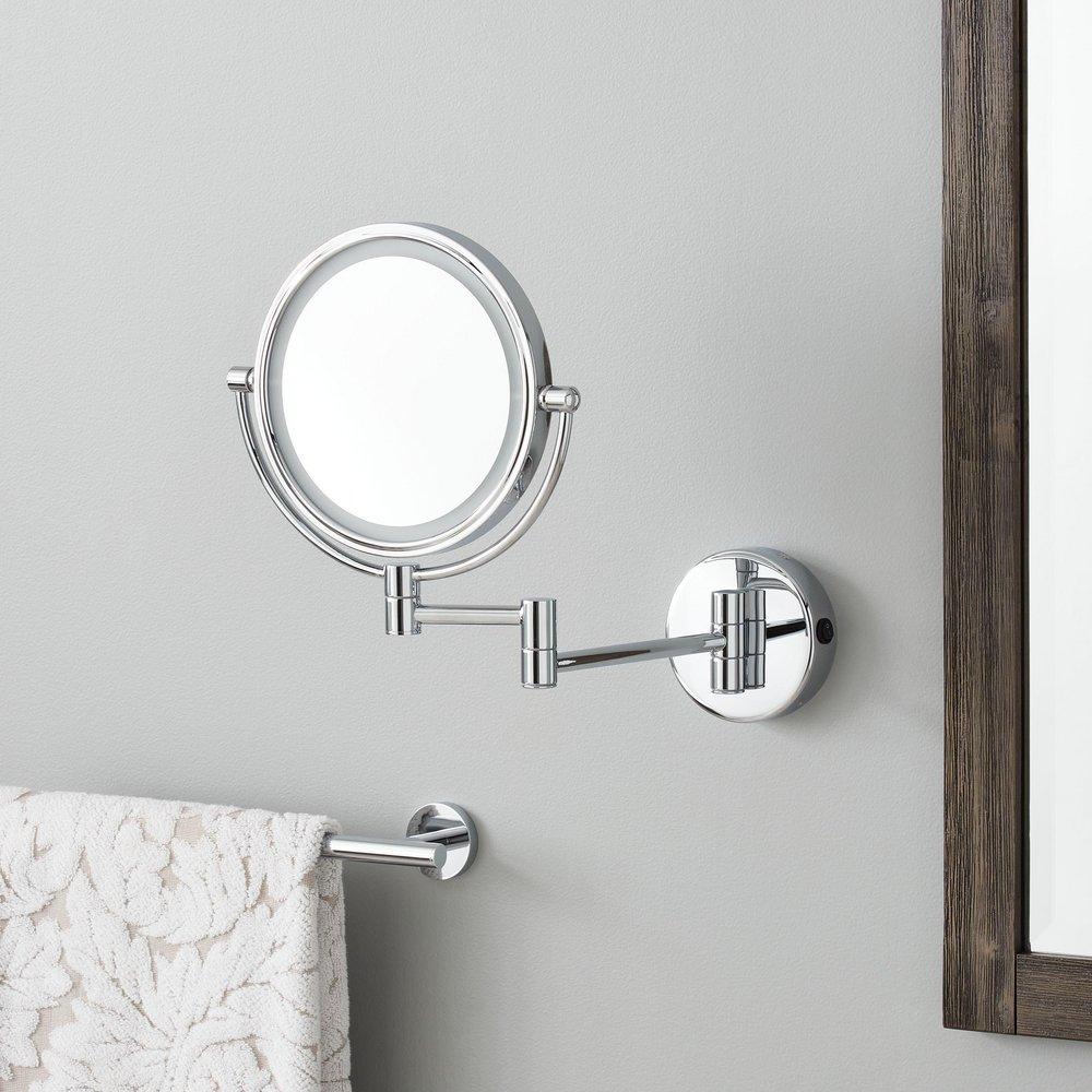 Double-Sided Wall Mount Lighted Makeup Mirror in  Chrome 