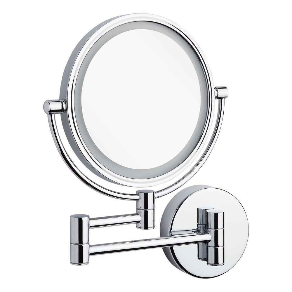 Double-Sided Wall Mount Lighted Makeup Mirror in  Chrome 