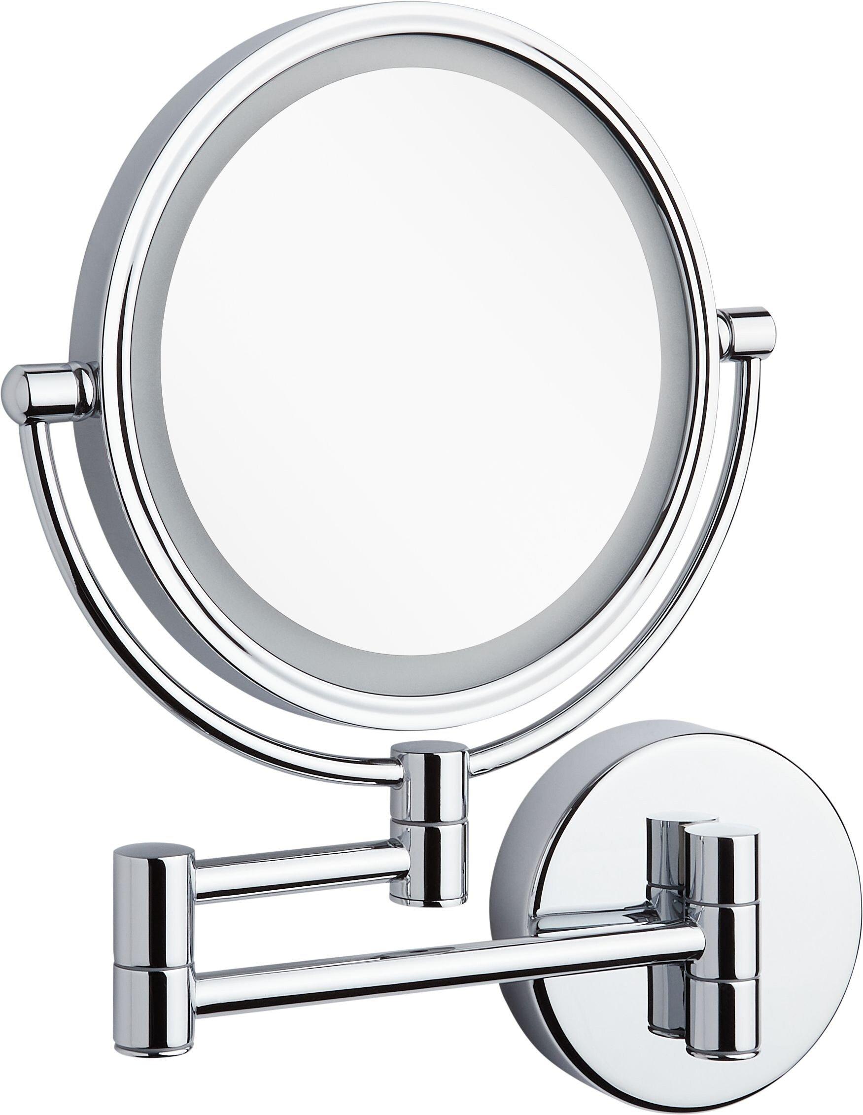 Double-Sided Wall Mount Lighted Makeup Mirror in  Chrome 