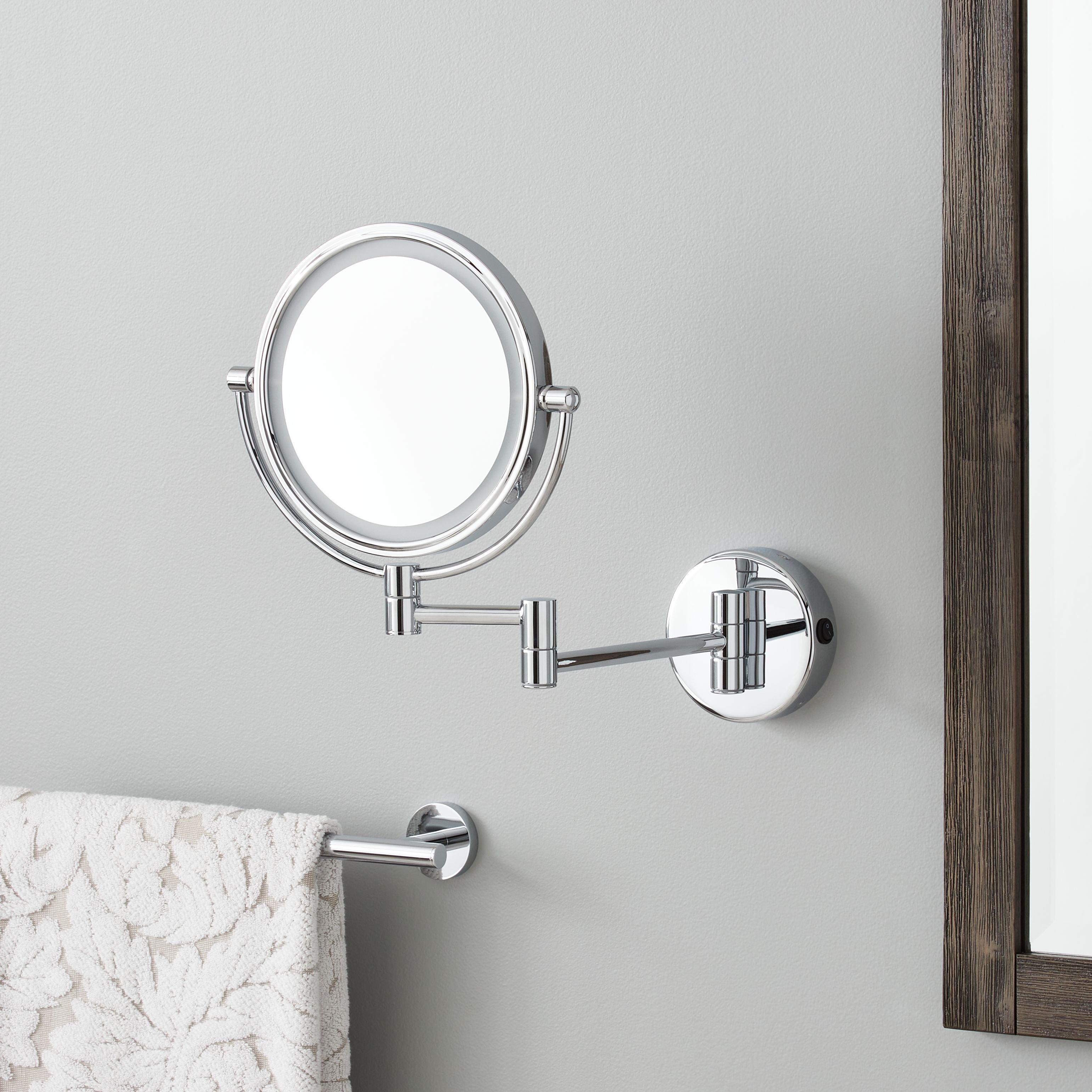 Double-Sided Wall Mount Lighted Makeup Mirror in  Chrome 