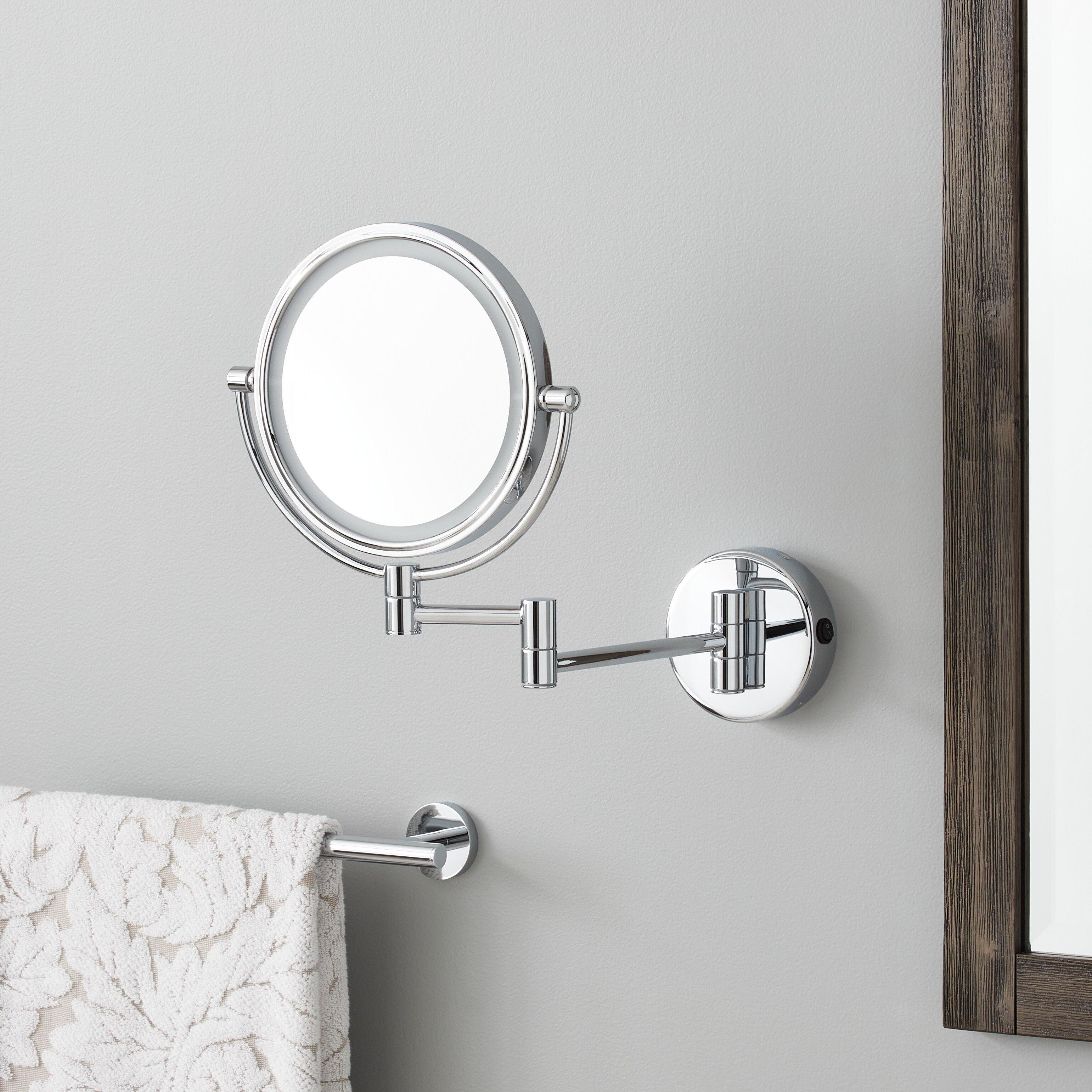 Double-Sided Wall Mount Lighted Makeup Mirror in  Chrome 