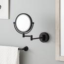 ROUND MAGNIFYING DOUBLE-SIDED WALL-MOUNT LIGHTED MAKEUP MIRROR - SATIN BLACK 