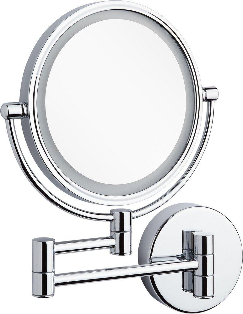 Double-Sided Wall Mount Lighted Makeup Mirror in  Satin Black 