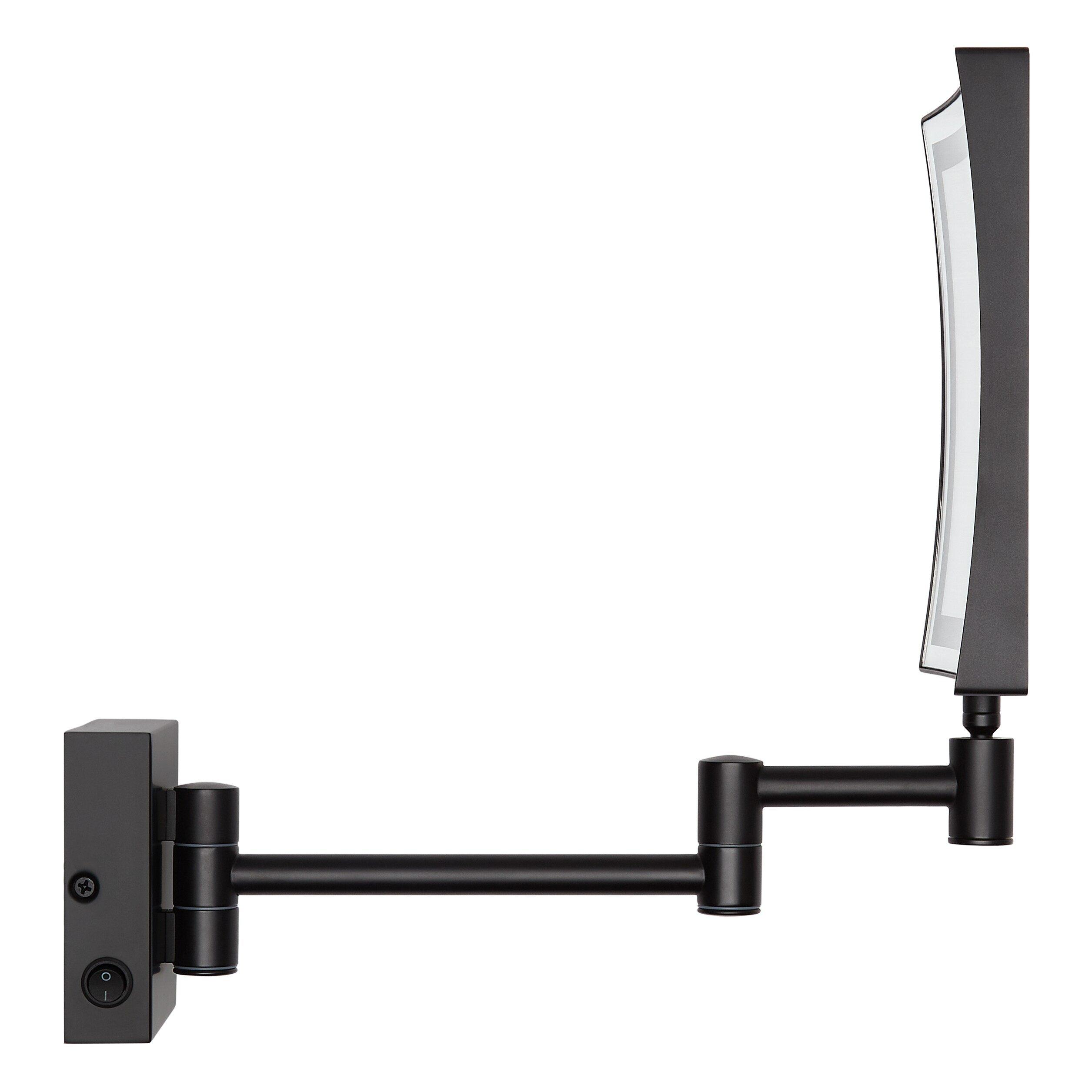 Double-Sided Wall Mount Lighted Makeup Mirror in  Satin Black 
