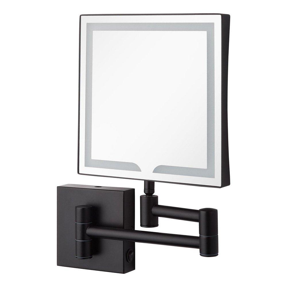 Double-Sided Wall Mount Lighted Makeup Mirror in  Satin Black 