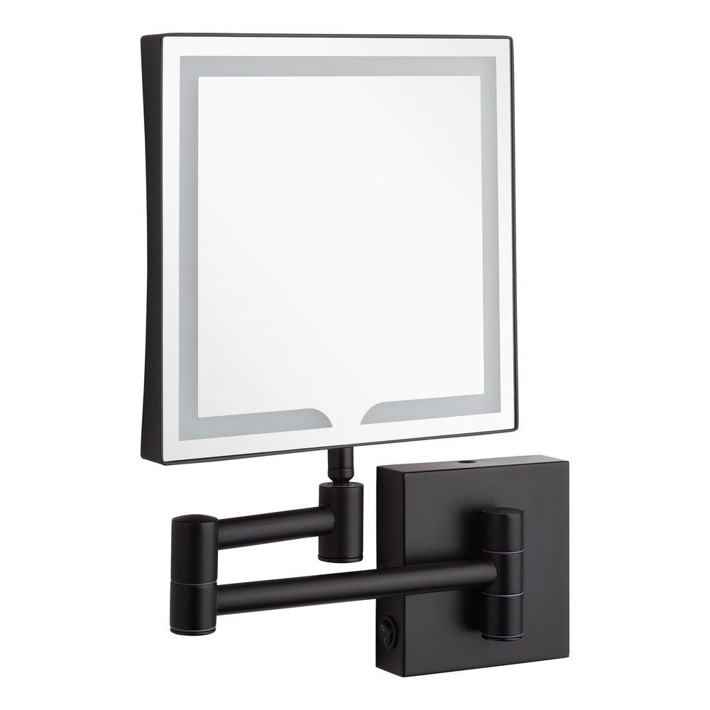 Double-Sided Wall Mount Lighted Makeup Mirror in  Satin Black 
