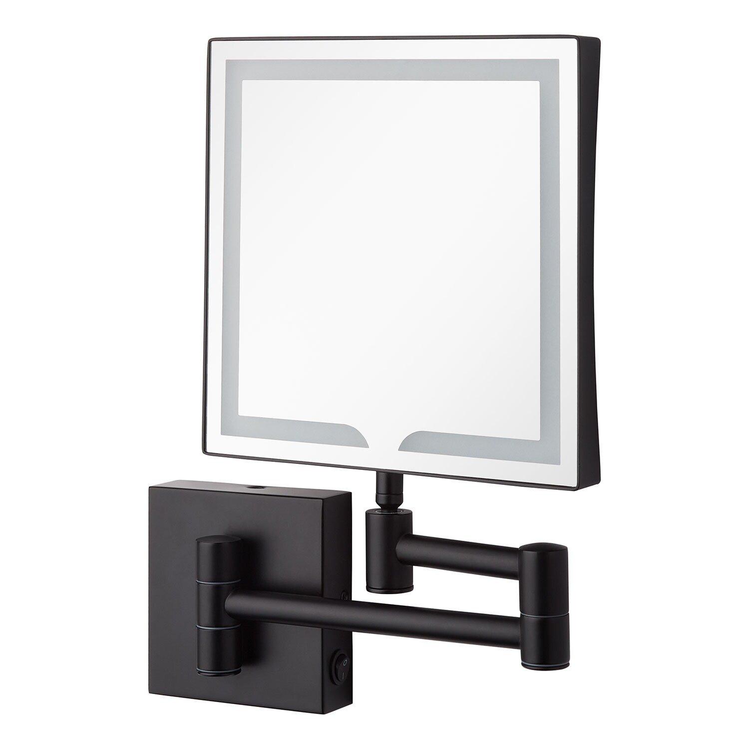 Double-Sided Wall Mount Lighted Makeup Mirror in  Satin Black 