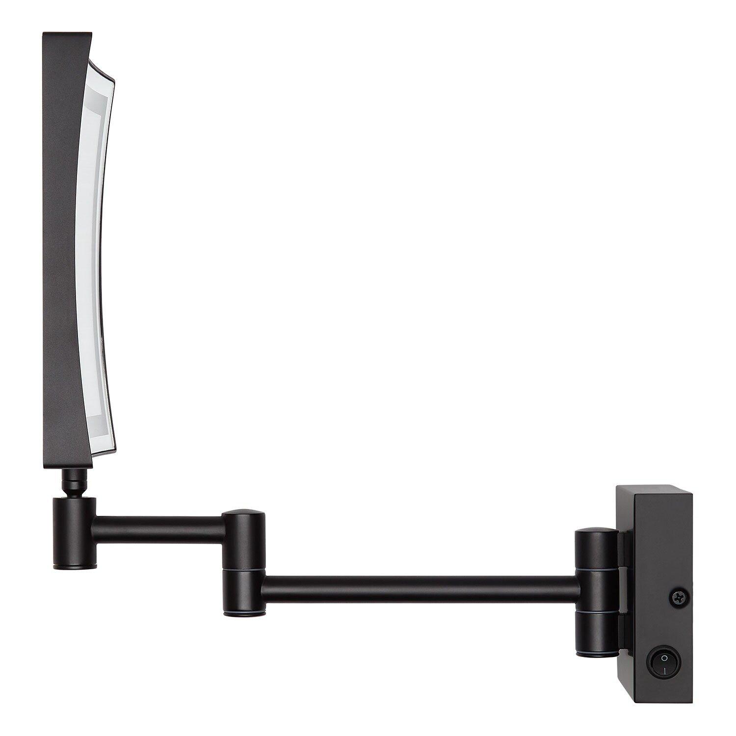 Double-Sided Wall Mount Lighted Makeup Mirror in  Satin Black 