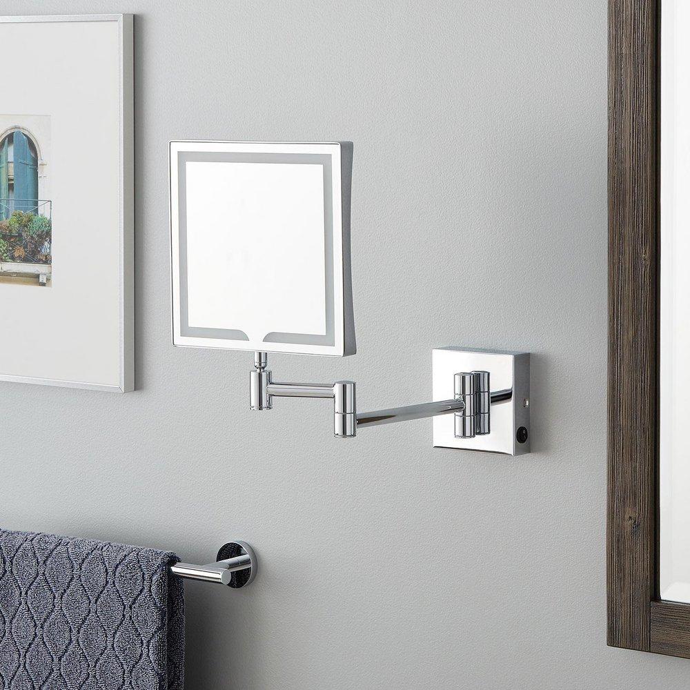 Double-Sided Wall Mount Lighted Makeup Mirror in  Chrome 