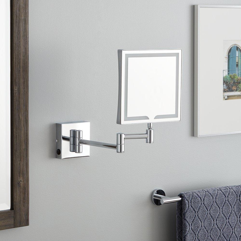Double-Sided Wall Mount Lighted Makeup Mirror in  Chrome 