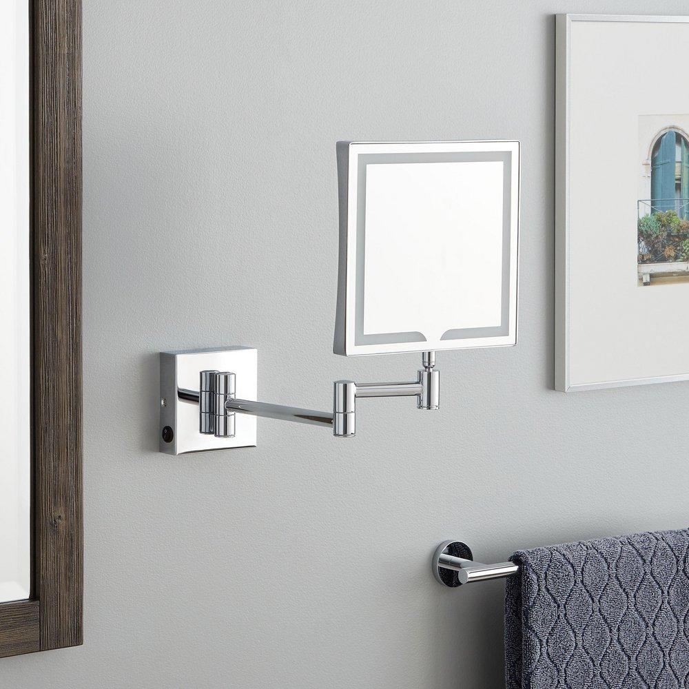 Double-Sided Wall Mount Lighted Makeup Mirror in  Chrome 
