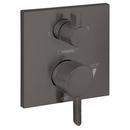 Two Handle Pressure Balancing Valve Trim with Diverter in Brushed Black Chrome