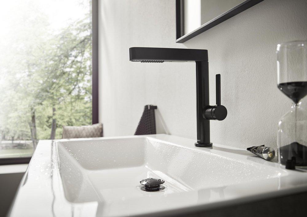 Hansgrohe Matte Black Single Handle Monoblock Bathroom Sink Faucet 