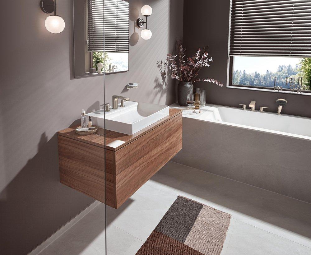 Hansgrohe Brushed Nickel Two Handle Widespread Bathroom Sink Faucet 