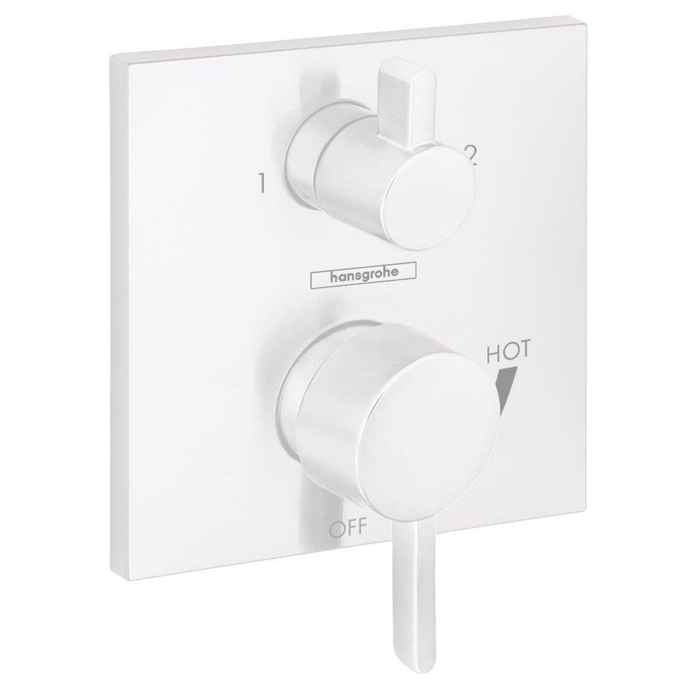 CCY ECOSTAT PRESSURE BALANCE TRIM SQUARE WITH DIVERTER IN MATTE WHITE 