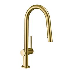 Single Handle Pull Down Kitchen Faucet in Brushed Gold Optic