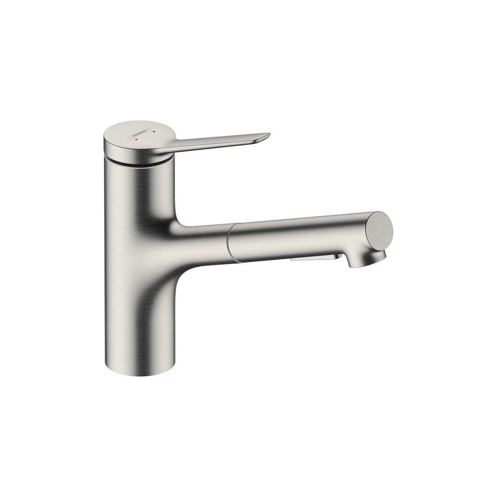 Hansgrohe Steel Optic Single Handle Pull Out Kitchen Faucet 