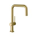 Single Handle Pull Out Kitchen Faucet in Brushed Gold Optic