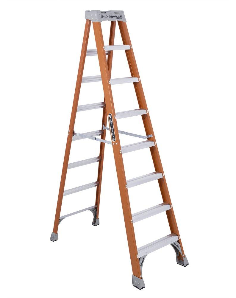 Louisville Ladder Orange Fiberglass Step Ladder Type IA 300-Pound Load Capacity 