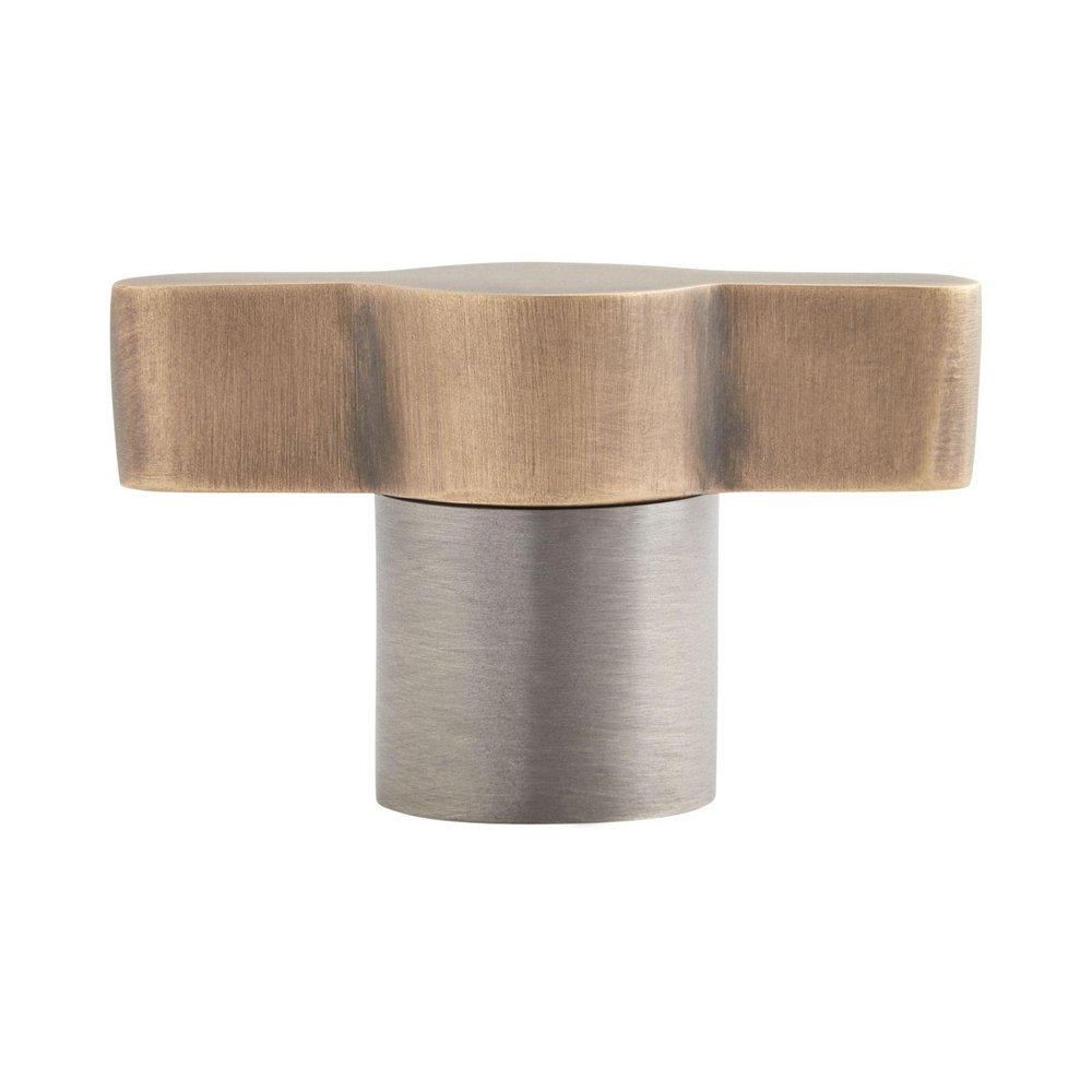 TWO TONE BRASS CABINET KNOB BRUSHED BRASS/WHITE 