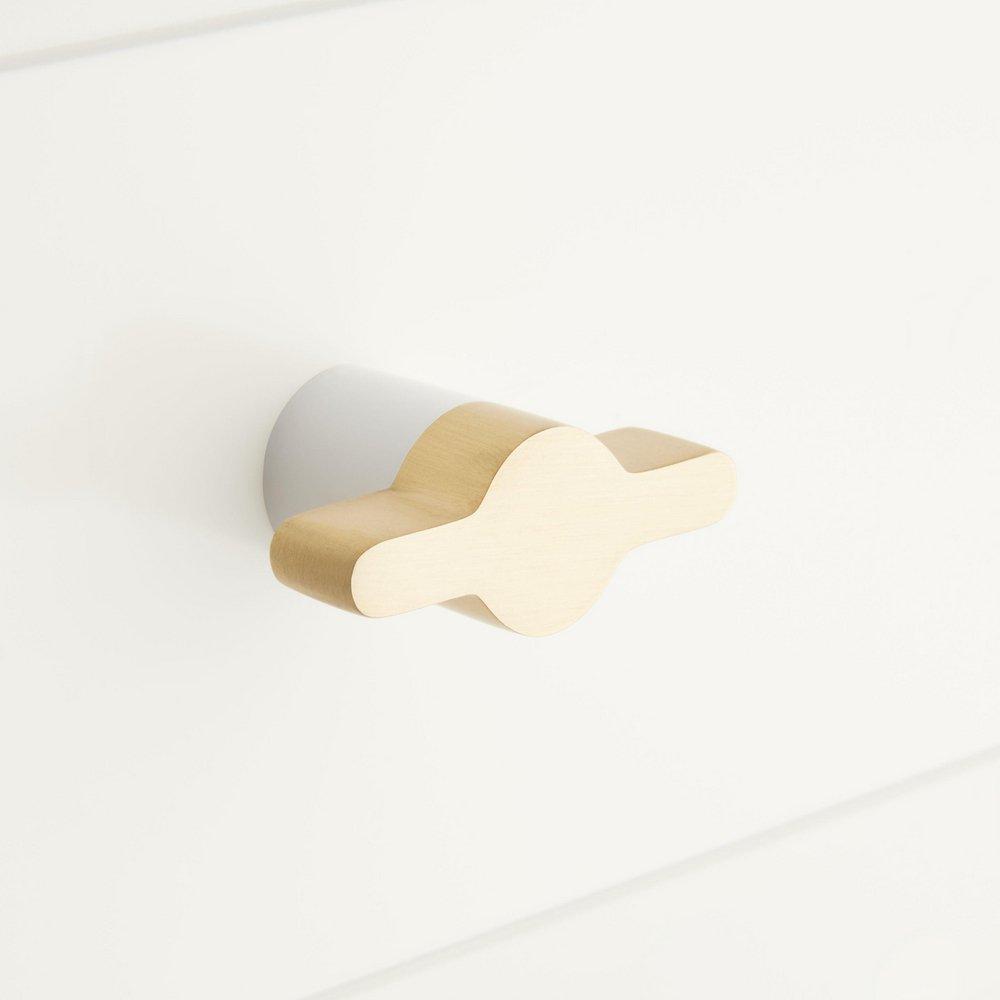 TWO TONE BRASS CABINET KNOB BRUSHED BRASS/WHITE 
