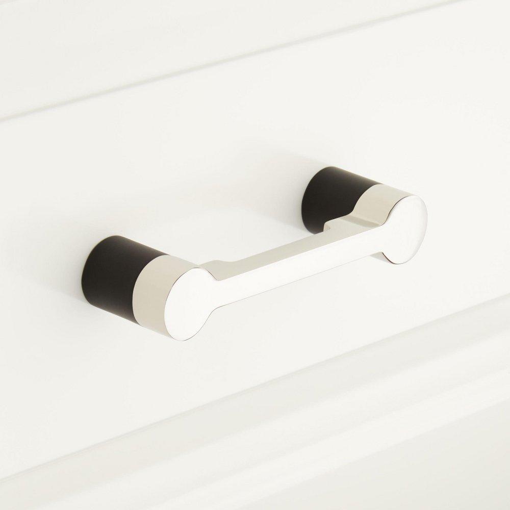 3 TWO TONE BRASS CABINET PULL POLISHED NICKEL/BLACK 