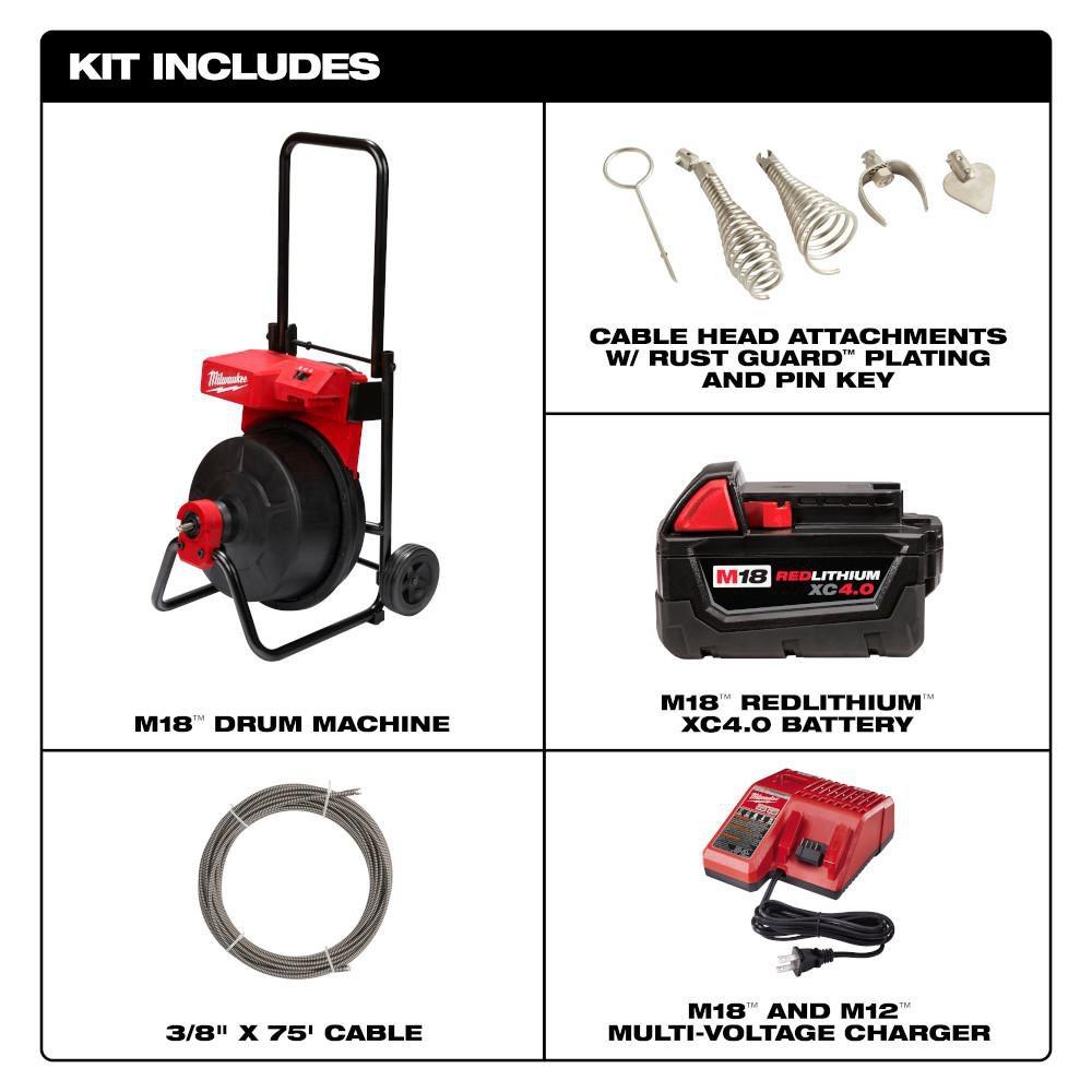 Milwaukee&reg; Red Battery Drum Machine 