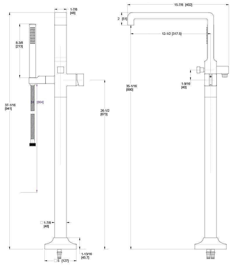 Pfister Polished Nickel Less Handles Floor Mount Filler (Trim Only) 