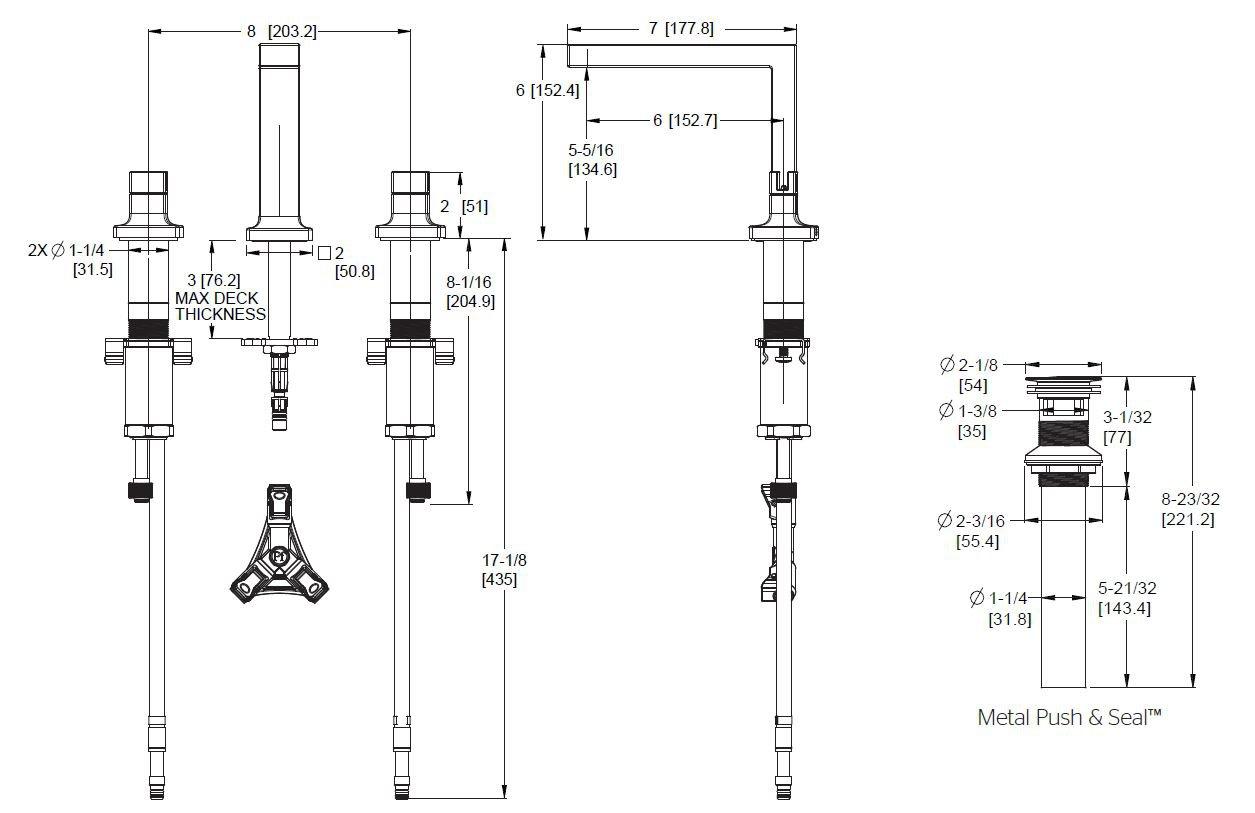 Two Handle Widespread Bathroom Sink Faucet in Brushed Gold (Handles Sold Separately) 