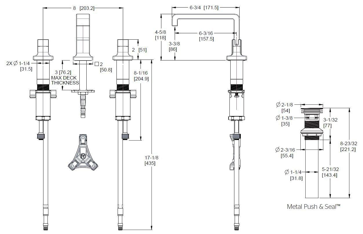 Two Handle Widespread Bathroom Sink Faucet in Brushed Gold (Handles Sold Separately) 