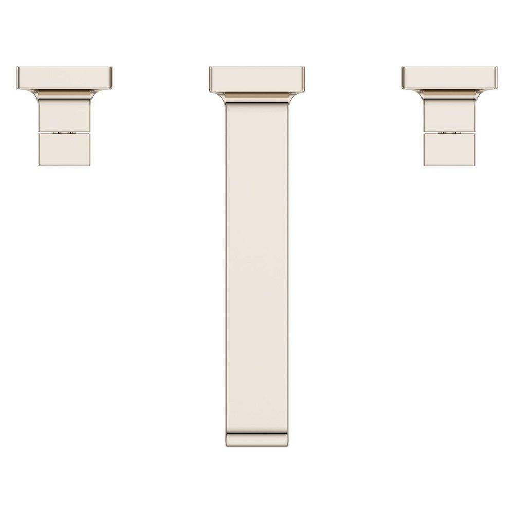 VERVE 2-HANDLE 8 IN. W/SPRD WALL MOUNT BATHROOM FAUCET WITHOUT HANDLES WITH RIBBON SPOUT IN POLISHED NICKEL 