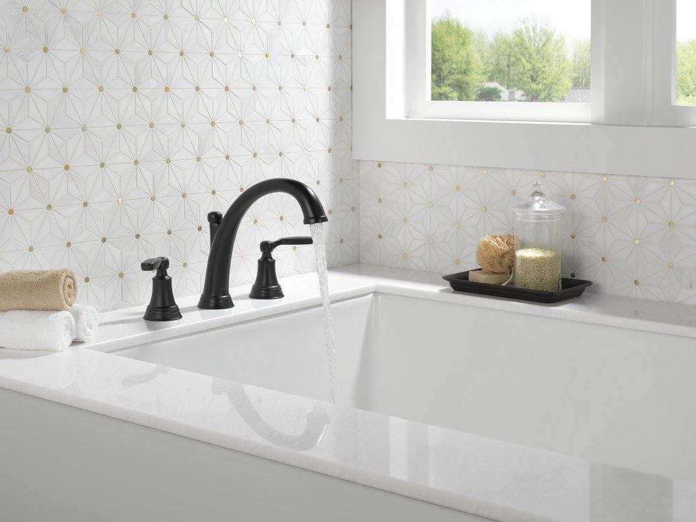Delta Faucet Matte Black Two Handle Roman Tub Faucet (Trim Only) 