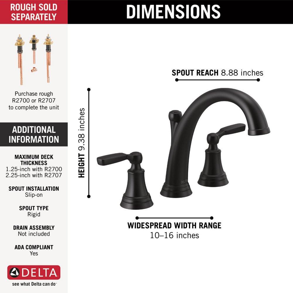 Delta Faucet Matte Black Two Handle Roman Tub Faucet (Trim Only) 