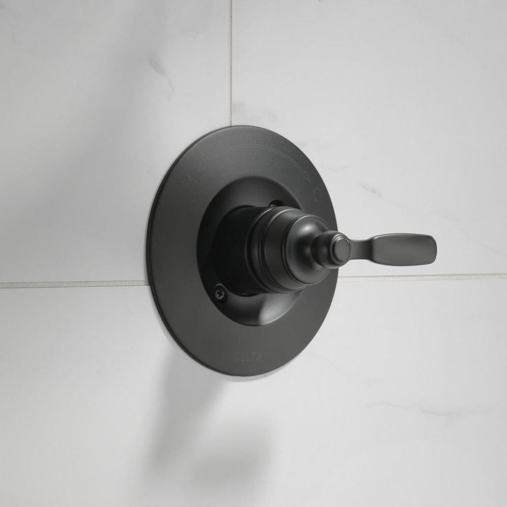 Delta Faucet Matte Black Single Handle Pressure Balancing Valve Trim 