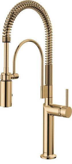 Single Handle Pull Down Kitchen Faucet in Polished Gold (Handle Sold Separately)