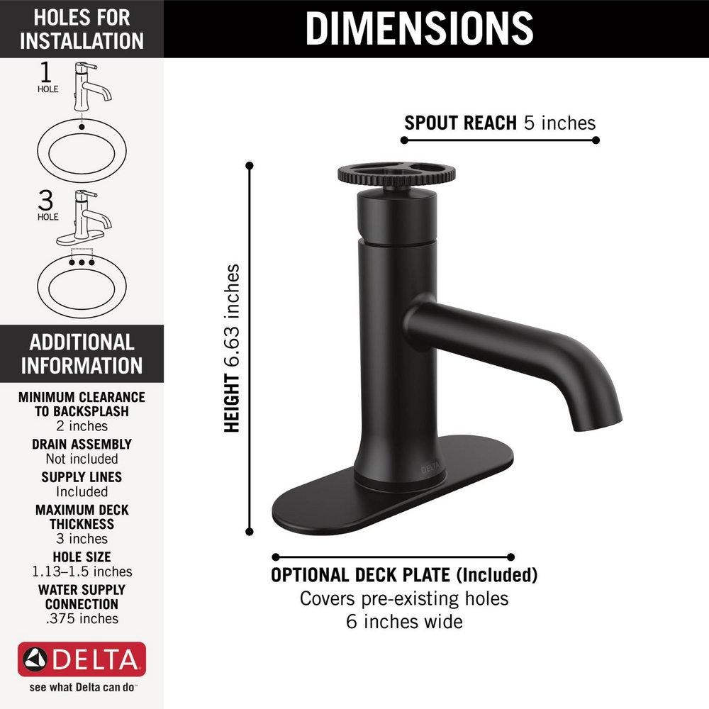 Delta Faucet Matte Black Single Handle Monoblock Bathroom Sink Faucet 