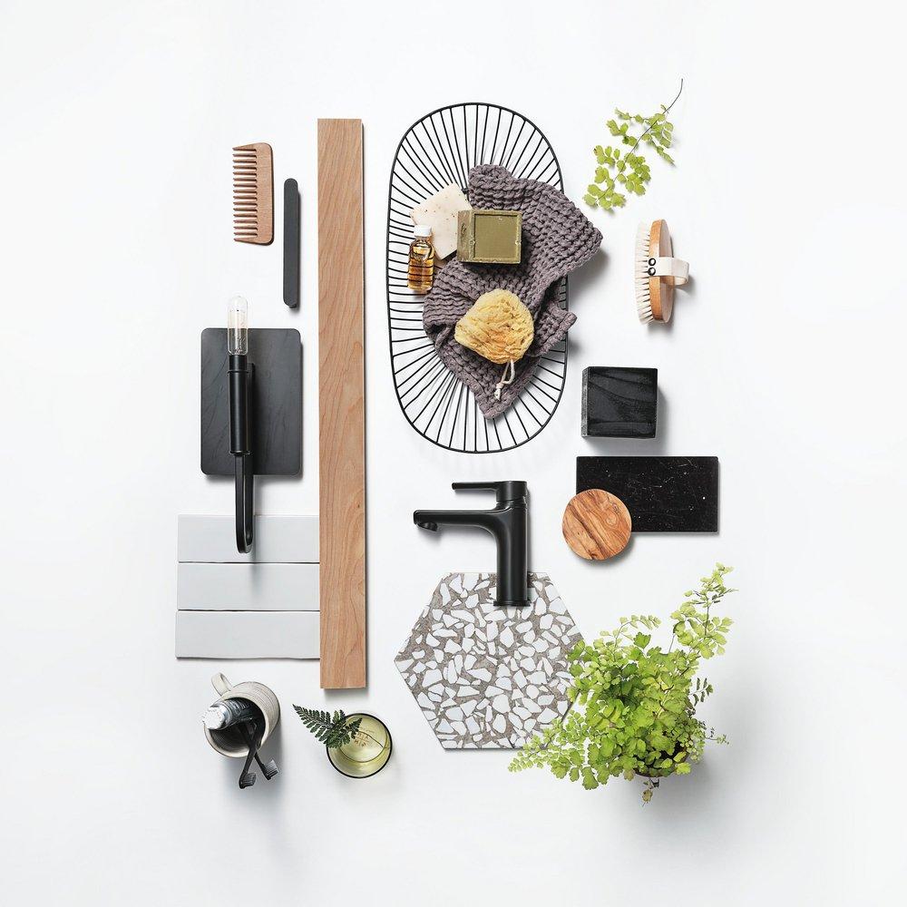 Single Handle Monoblock Bathroom Sink Faucet in Matte Black 