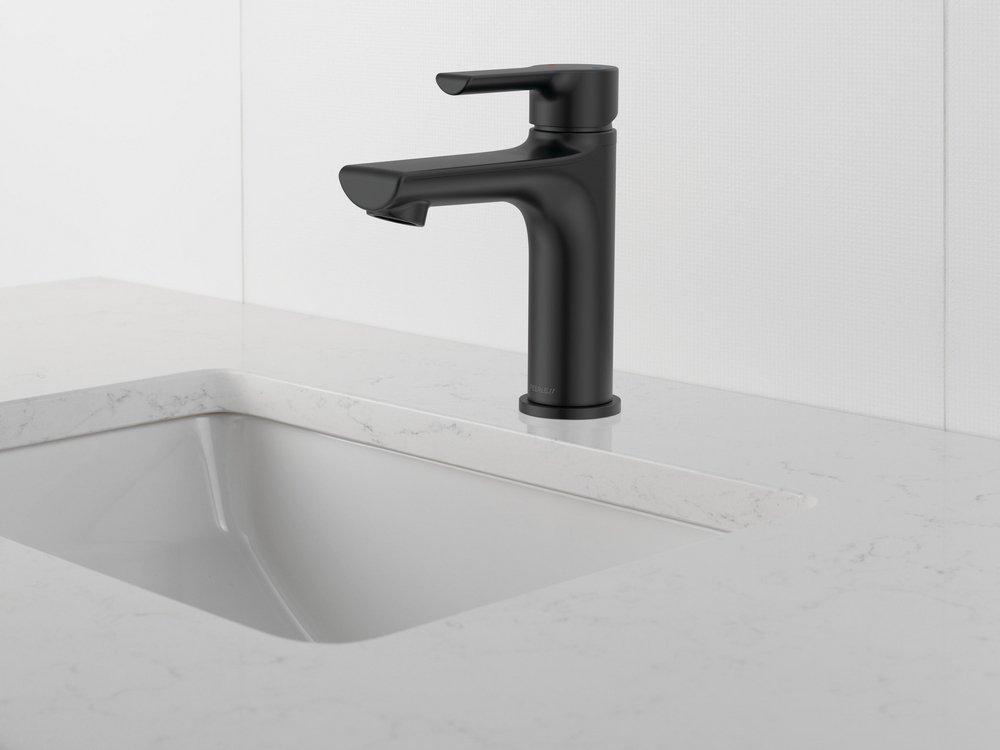 Single Handle Monoblock Bathroom Sink Faucet in Matte Black 