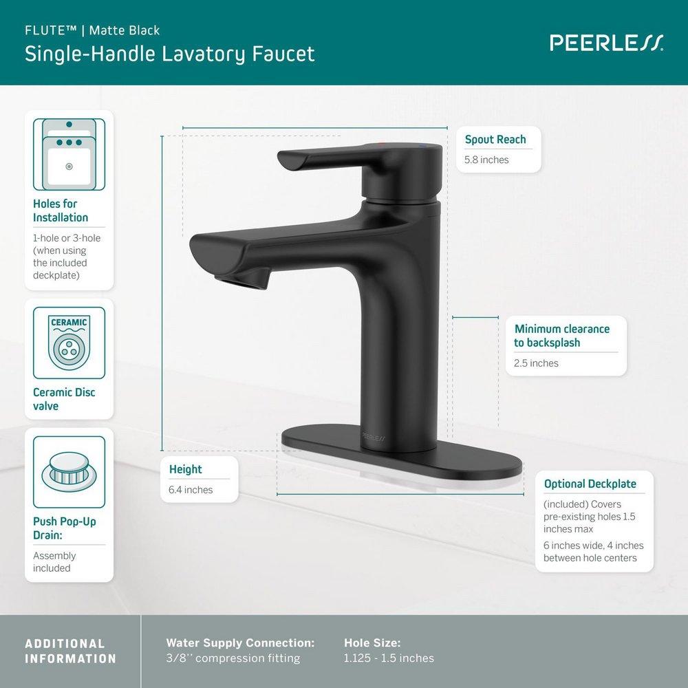 Single Handle Monoblock Bathroom Sink Faucet in Matte Black 