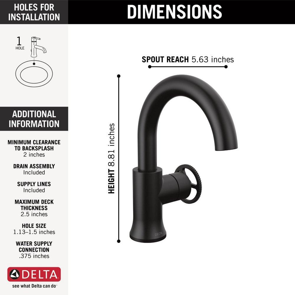 Single Handle Monoblock Bathroom Sink Faucet in Matte Black 