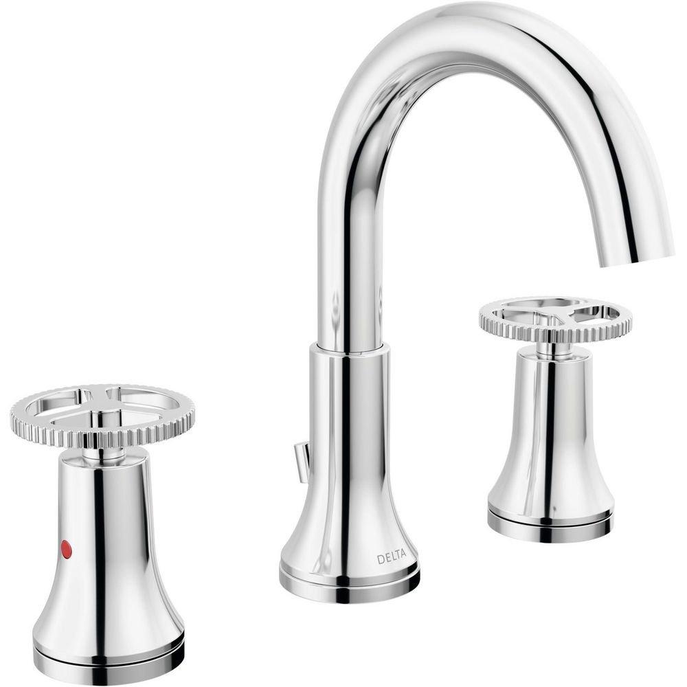 Delta Faucet Chrome Two Handle Widespread Bathroom Sink Faucet 
