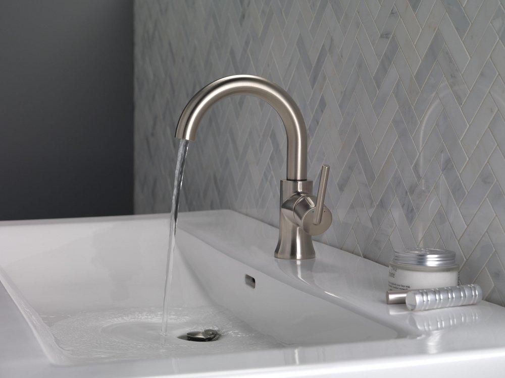 Single Handle Monoblock Bathroom Sink Faucet in Stainless 
