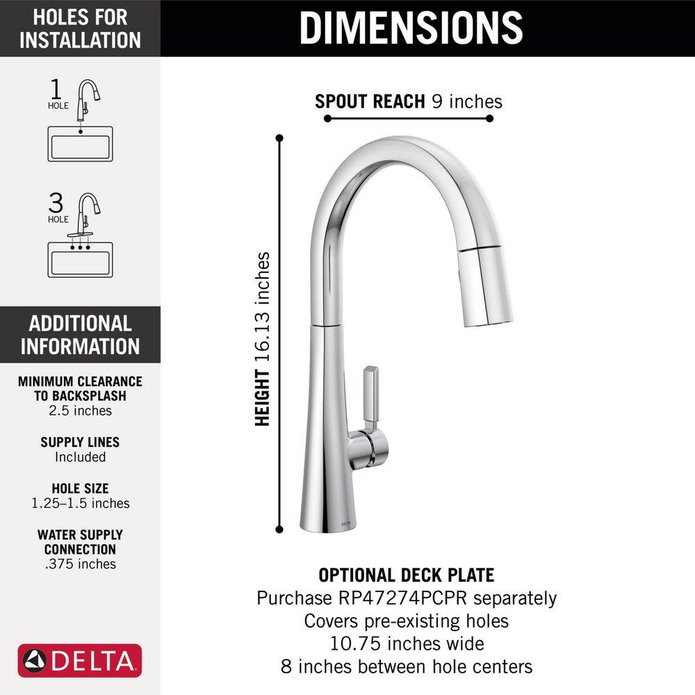 Delta Faucet Lumicoat&reg; Chrome Single Handle Pull Down Kitchen Faucet 