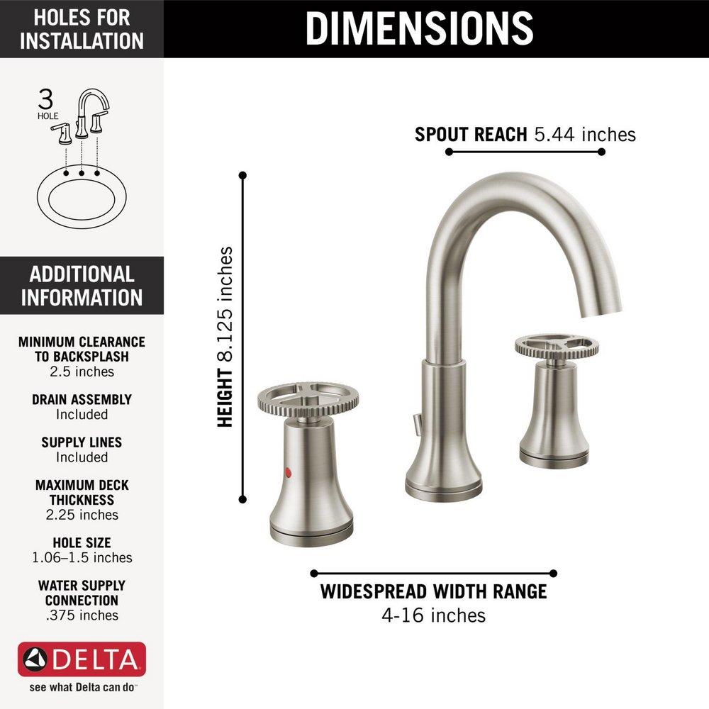 Two Handle Widespread Bathroom Sink Faucet in Brilliance&reg; Stainless 