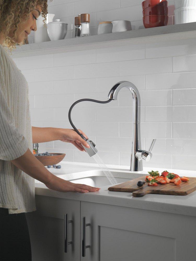 Single Handle Pull Down Bar Faucet with Touch2O&reg; Technology in Lumicoat&reg; Chrome image number 1