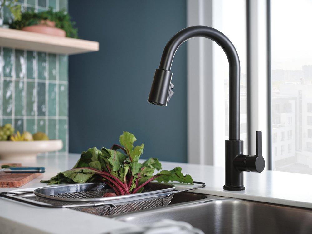Single Handle Pull Down Kitchen Faucet in Matte Black 
