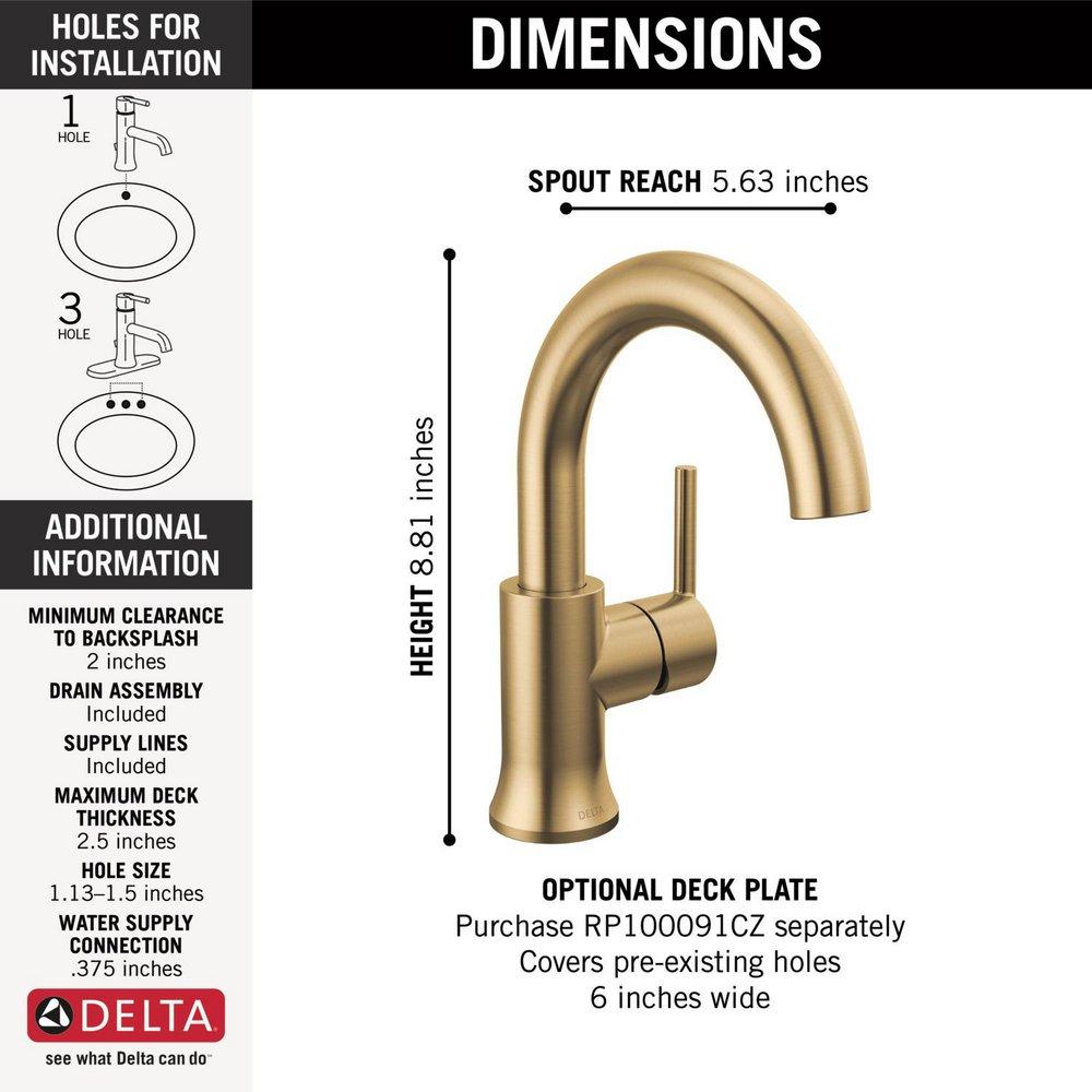 Delta Faucet Brilliance Champagne Bronze Single Handle Monoblock Bathroom Sink Faucet 
