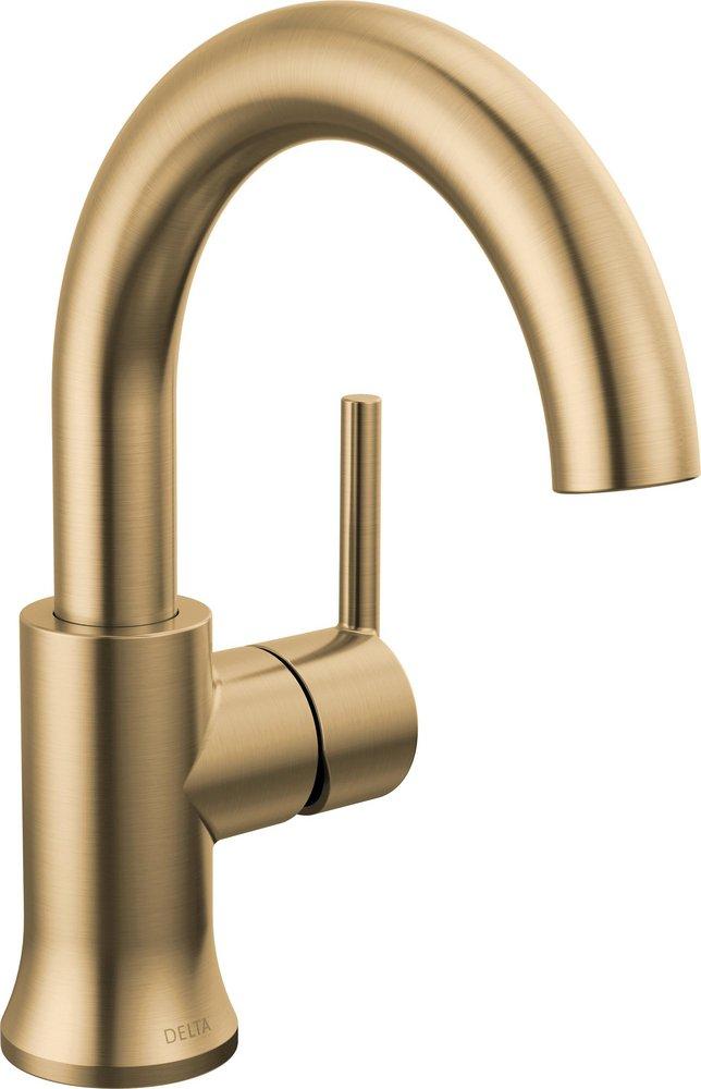 Single Handle Monoblock Bathroom Sink Faucet in Champagne Bronze 