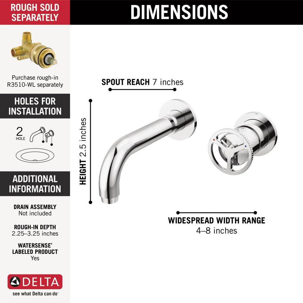 DELTA TRINSIC TWO HANDLE WALL MOUNT BATHROOM FAUCET TRIM 